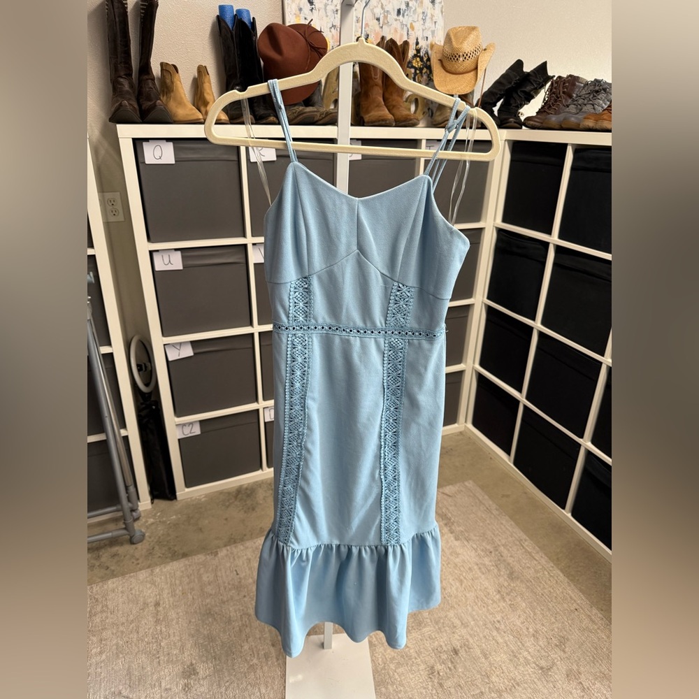 Miami Light Blue Coquette Midi Dress Y2K Going Out Clubbing Dress - Picture 3 of 14